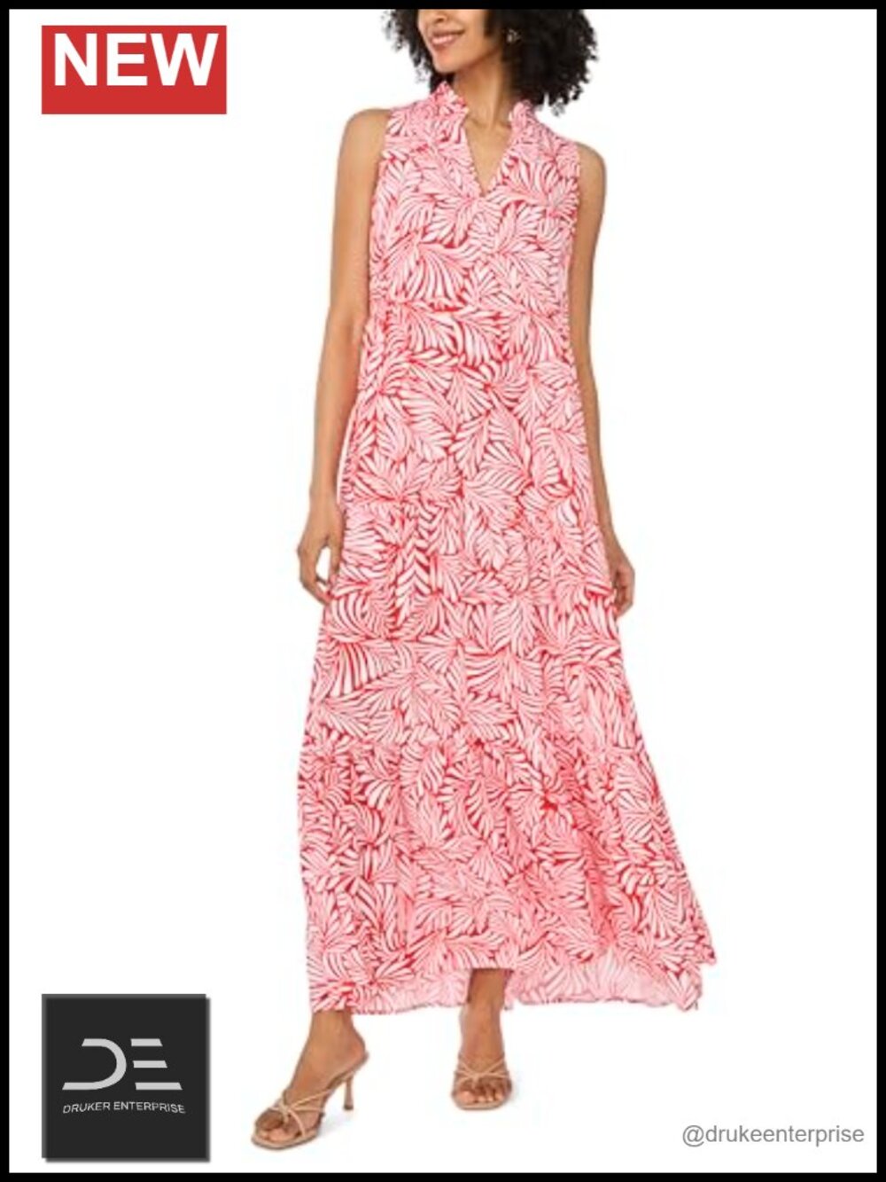Women's Floral V Neck Sleeveless Maxi Dress